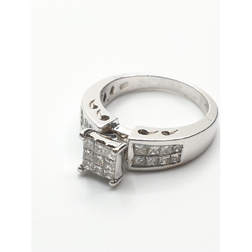 41 - 14ct White Gold Diamond Ring with approx 0.50ct diamonds, weight 6g and size N