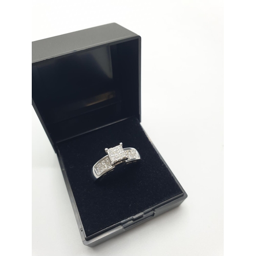 41 - 14ct White Gold Diamond Ring with approx 0.50ct diamonds, weight 6g and size N