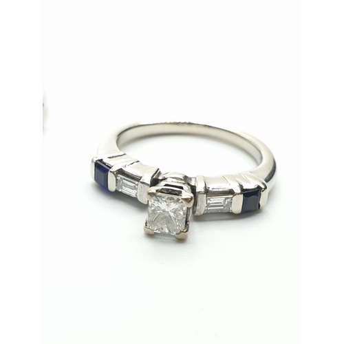 47 - 2x White Gold Diamond & Sapphire Rings. (engagement and half eternity style), test as 14ct approx 1.... 