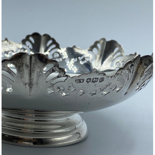 404 - Vintage Silver Dish,Clear hallmark for Viner of Sheffield  1957, having pierced leaf decoration to s... 