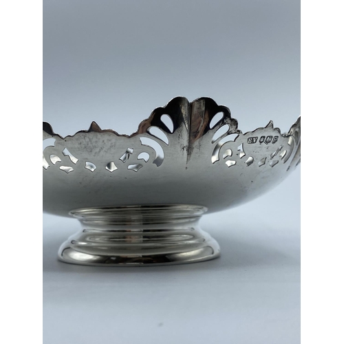 404 - Vintage Silver Dish,Clear hallmark for Viner of Sheffield  1957, having pierced leaf decoration to s... 