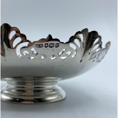 404 - Vintage Silver Dish,Clear hallmark for Viner of Sheffield  1957, having pierced leaf decoration to s... 