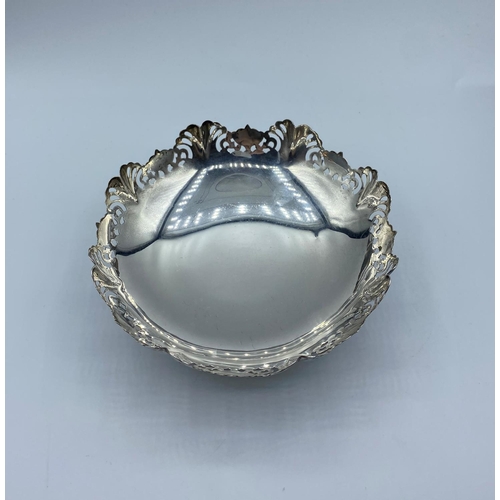 404 - Vintage Silver Dish,Clear hallmark for Viner of Sheffield  1957, having pierced leaf decoration to s... 