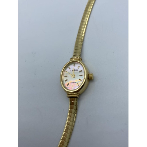 406 - 14ct Gold Ladies Wrist Watch with Quartz Movement as New in box Croton , 12.04g