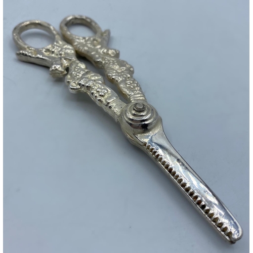 471 - Vintage Pair of White Metal Grape Scissors, 15cm and  76g approx.