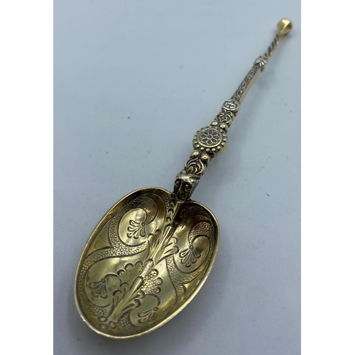 513 - Antique Silver Anointing Spoon, good hallmark to bowl showing Gourdel Vales & Co Birmingham 1901, pe... 