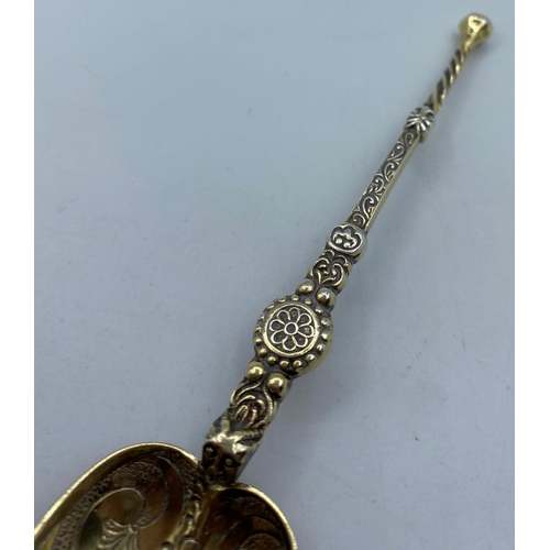 513 - Antique Silver Anointing Spoon, good hallmark to bowl showing Gourdel Vales & Co Birmingham 1901, pe... 