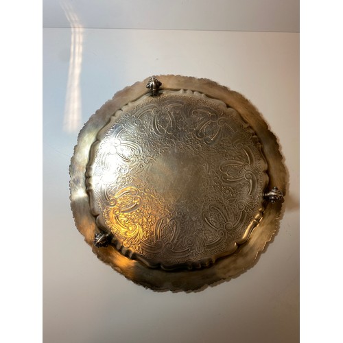 349 - A Large Early 20th century Silver Plated Card Tray from Walker & Hall, having embossed scroll & flor... 