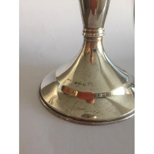 388 - Antique Silver Candlestick with good hallmark showing Birmingham 1946, filled 22cm tall.