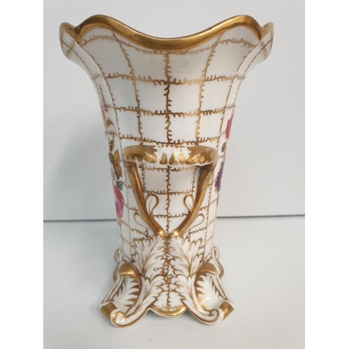 197 - H&R Daniel four footed Vase with floral and gold decoration in good condition, 15cm tall