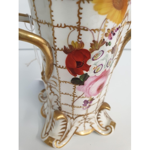 197 - H&R Daniel four footed Vase with floral and gold decoration in good condition, 15cm tall