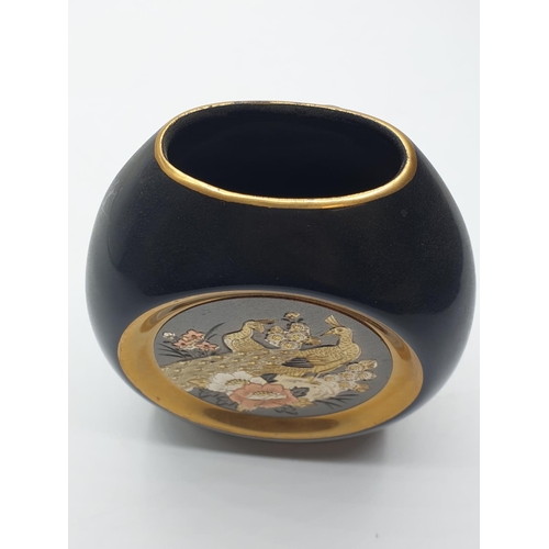 127 - Japanese Chokin Vase gilded with 24ct Gold and Silver, 10cm tall