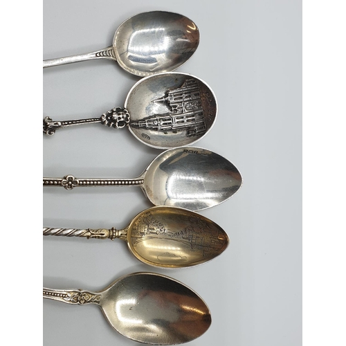 133 - 6x interesting Silver Souvenir Spoons, some antique and some Vintage, weight 80g (6)