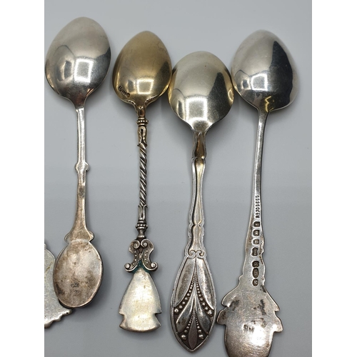 133 - 6x interesting Silver Souvenir Spoons, some antique and some Vintage, weight 80g (6)