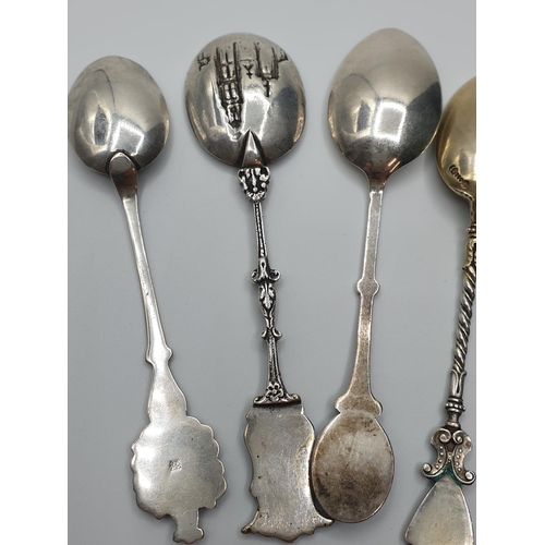 133 - 6x interesting Silver Souvenir Spoons, some antique and some Vintage, weight 80g (6)