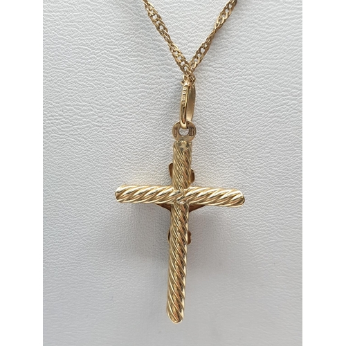 152 - 9ct Yellow Gold Crucifix on a 46cm long 9ct gold Necklace, weight 3.7g