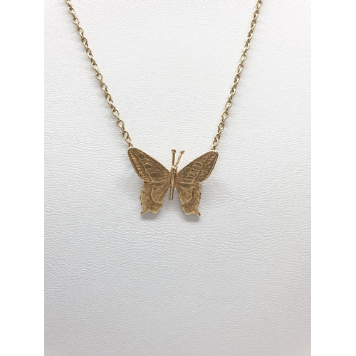 170 - (Withdraw) 9CT Gold Butterfly Pendant on 9ct Necklace, weight 5.3g and 40cm long approx