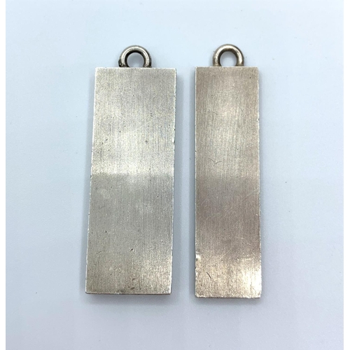 123 - 2x Vintage Silver Ingot Pendants with clear hallmarks for Birmingham 1977, 45g weight and 4.5cm long... 