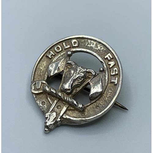 129 - Vintage Scottish Silver McCloud Clan Brooch, with clear hallmark for Edinburgh 1938, having the Bull... 