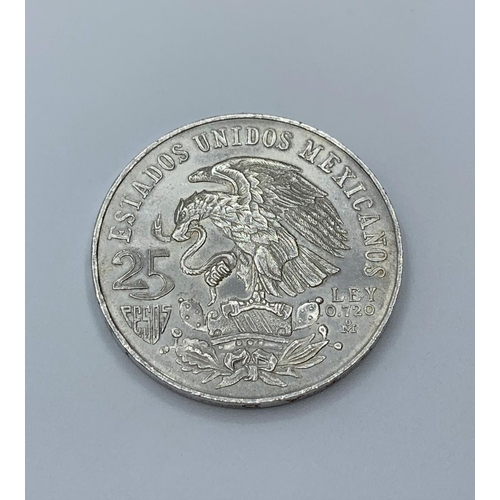 240 - Silver 25 Peso Coin from the Mexico Olympics 1968, uncirculated and good condition, still having cle... 