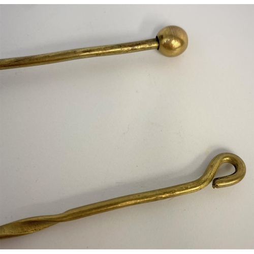 205 - 2x Antique Brass Candle Snuffers, 18cm long (2)