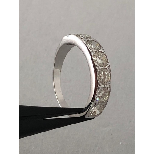 323 - 18K White Gold Half Eternity Ring with Diamonds (round brilliant cut 1.45cts), weight 3.5g and size ... 