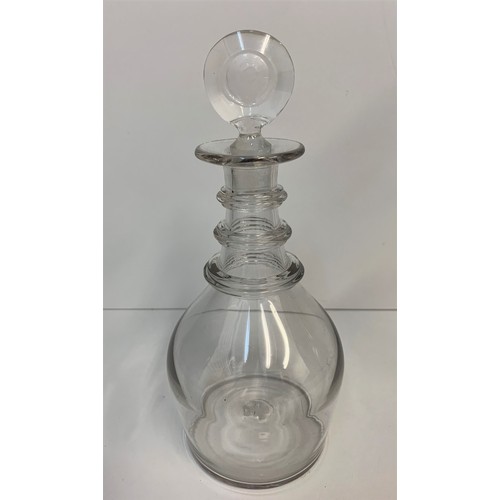 296 - 2x large Glass Decanters interesting shapes, 37cm and 27cm respectively (2)