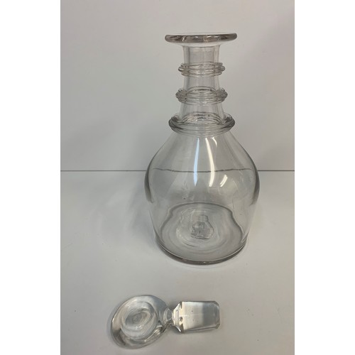 296 - 2x large Glass Decanters interesting shapes, 37cm and 27cm respectively (2)