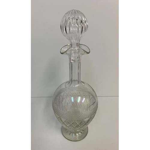 296 - 2x large Glass Decanters interesting shapes, 37cm and 27cm respectively (2)