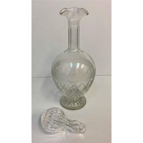 296 - 2x large Glass Decanters interesting shapes, 37cm and 27cm respectively (2)