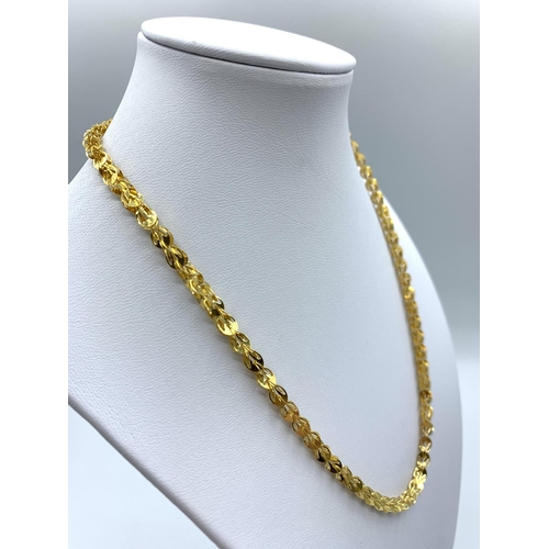 350 - 24ct Gold Necklace From The Far East Intricate Unique Design 16.4g 45cm