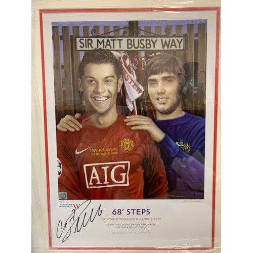 401 - A Portrait in Oil of Man United legends  Christian Ronaldo and George Best Signed by C.Ronaldo, size... 