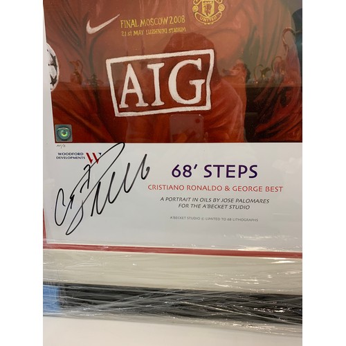 401 - A Portrait in Oil of Man United legends  Christian Ronaldo and George Best Signed by C.Ronaldo, size... 