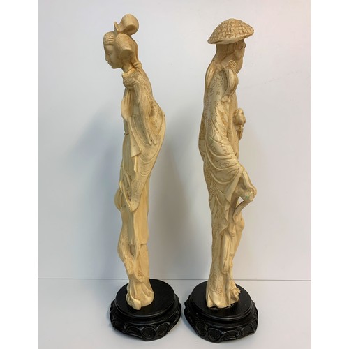 360 - Pair of Chinese Resin Figurines of a 'Birdman and wife', 44cm tall (2)