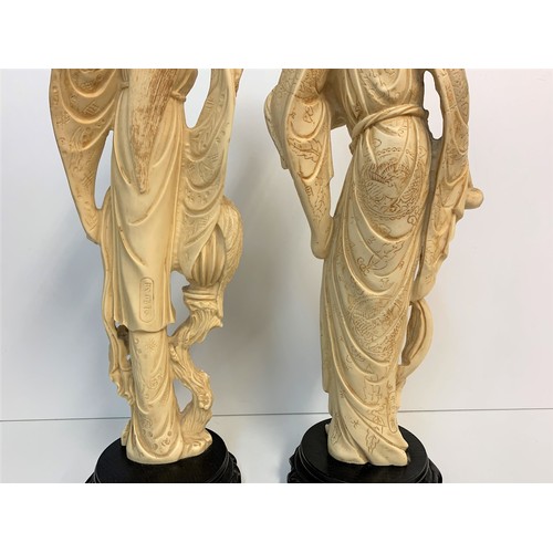 360 - Pair of Chinese Resin Figurines of a 'Birdman and wife', 44cm tall (2)