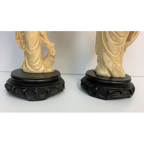 360 - Pair of Chinese Resin Figurines of a 'Birdman and wife', 44cm tall (2)