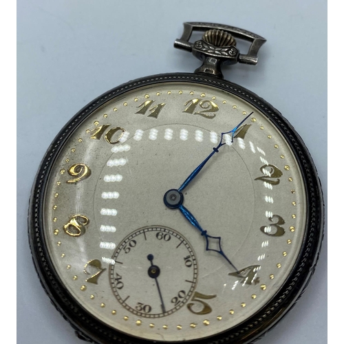 208 - Silver Open faced Pocket Watch, rare slim line top winder with a clear import Hallmark for London 19... 