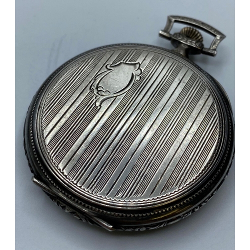 208 - Silver Open faced Pocket Watch, rare slim line top winder with a clear import Hallmark for London 19... 