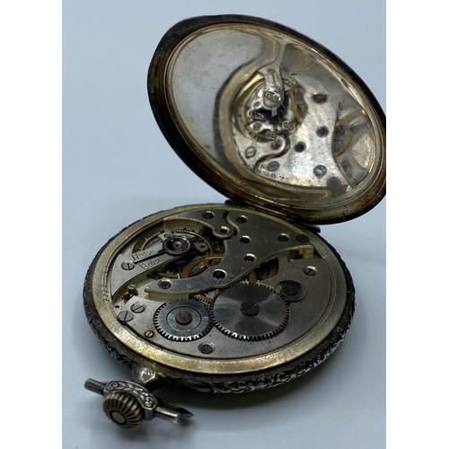 208 - Silver Open faced Pocket Watch, rare slim line top winder with a clear import Hallmark for London 19... 