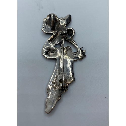 210 - Vintage Silver and silver marcasite Art deco style Brooch and Pendant, in the form of a flower fairy... 