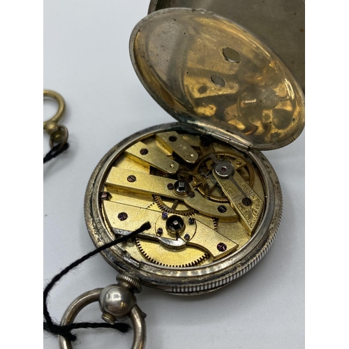 213 - Silver open faced Ladies Pocket Watch circa 1890, having floral design chase work to case which  ope... 