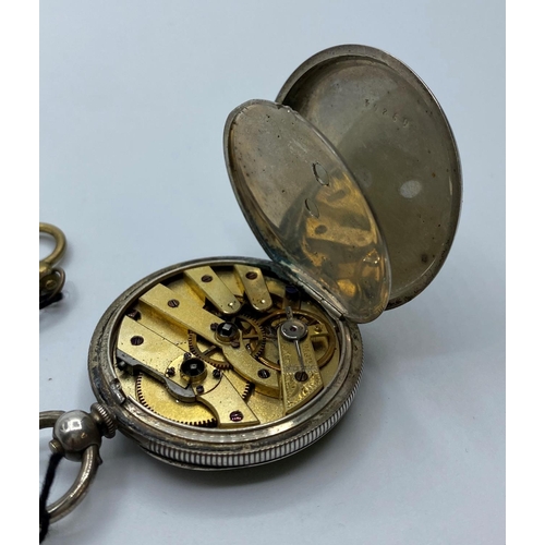 213 - Silver open faced Ladies Pocket Watch circa 1890, having floral design chase work to case which  ope... 