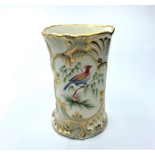 370 - H&R Daniel Spill Vase with bird and woodland decoration, 10cm tall