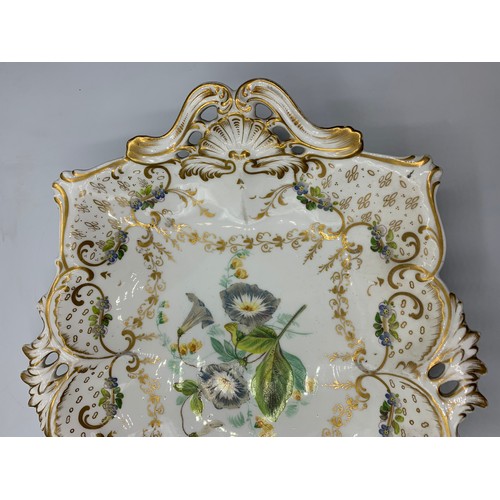 444 - H&R Daniel Floral Platter with baroque style handles and edges pattern no 6752, 29x23cm approx