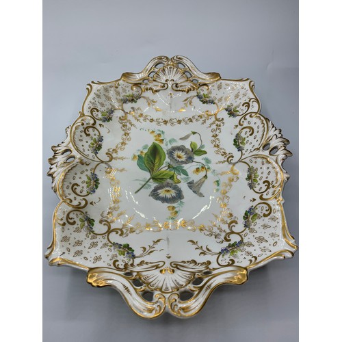 444 - H&R Daniel Floral Platter with baroque style handles and edges pattern no 6752, 29x23cm approx