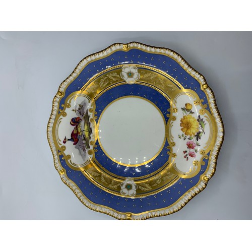 442 - Pair of H&R Daniel first Gadroon shaped Plates with pheasant and floral decoration (2)