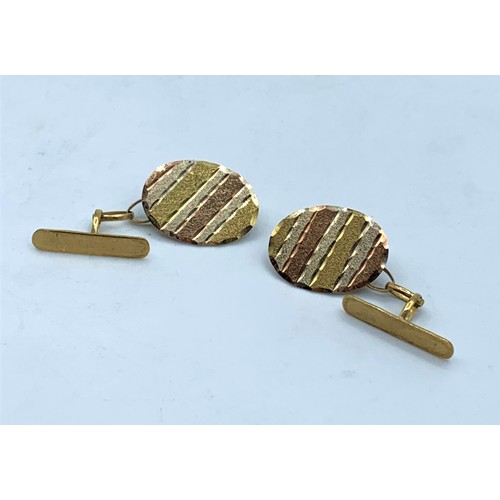 156 - Pair of 9CT 3 coloured Gold Cufflinks, weight 2g