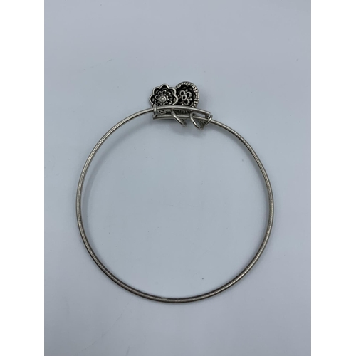 300 - Silver Bangle with 2 Charms 8g