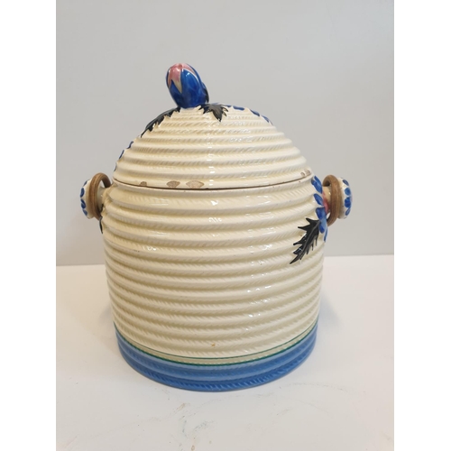 315 - Clarice Cliff 'Bizarre' pot + lid (AF), 11X16cm