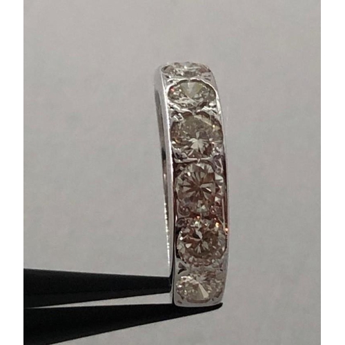 323 - 18K White Gold Half Eternity Ring with Diamonds (round brilliant cut 1.45cts), weight 3.5g and size ... 